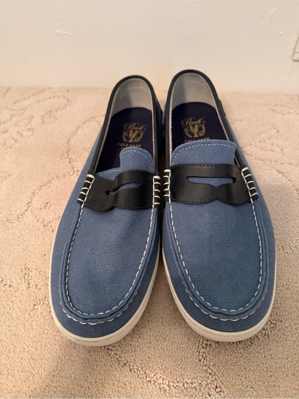 Cole Haan Pinch Weekender Blue Canvas Penny Loafers Men’s